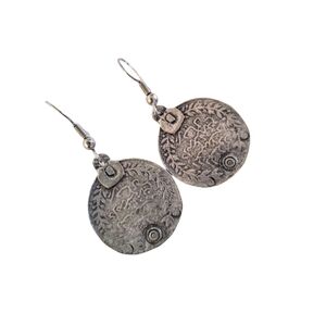 VHTF Abd al-Hafid Old Antique Silver tone 1/4 Rial Coin #1329 Earrings